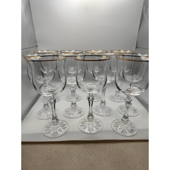 Towle Ardmore Pattern Crystal Wine Glasses Set of 10 - Picture 3 of 5